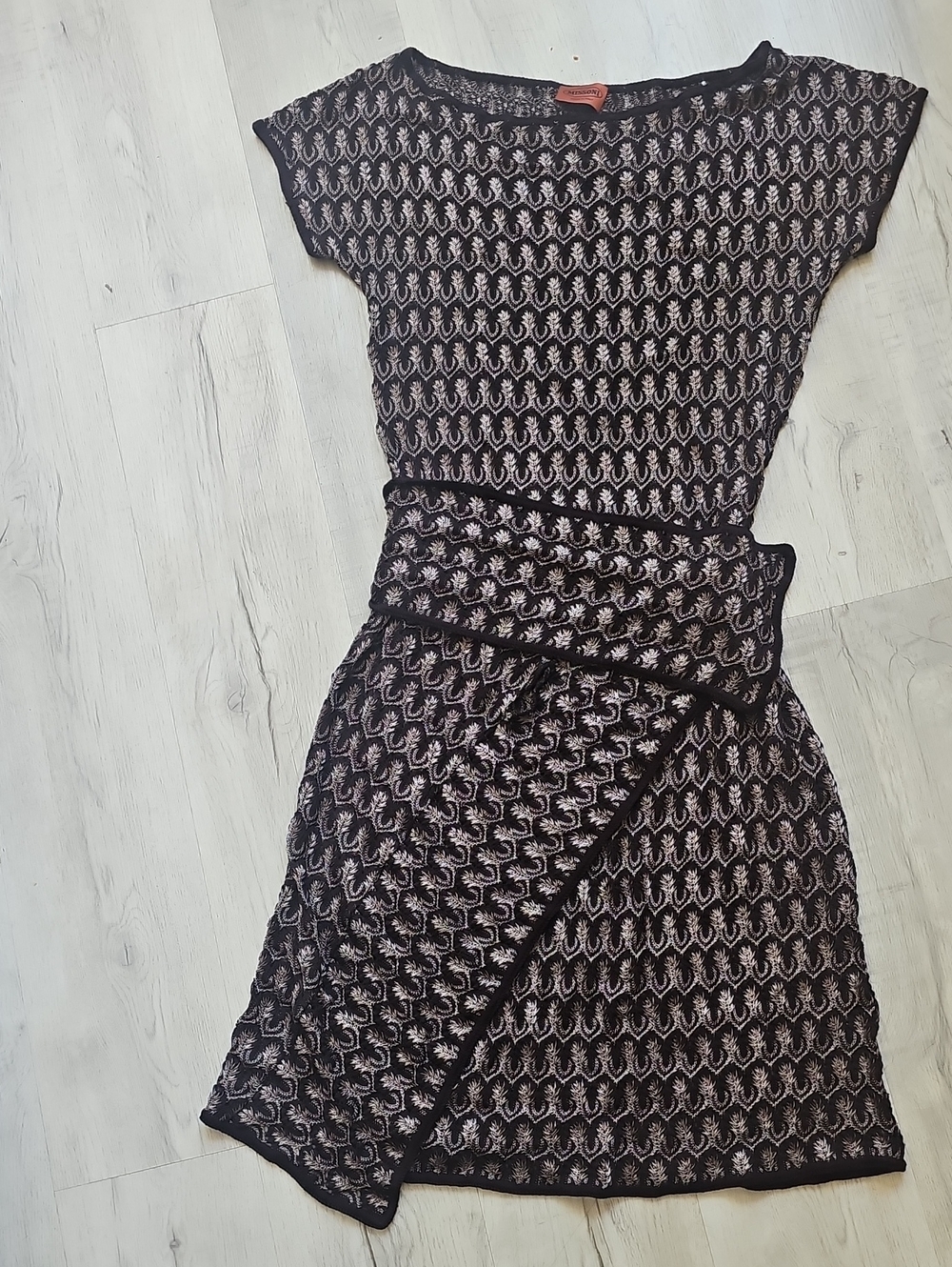 Missoni Black and Light Pink Knit Midi Dress